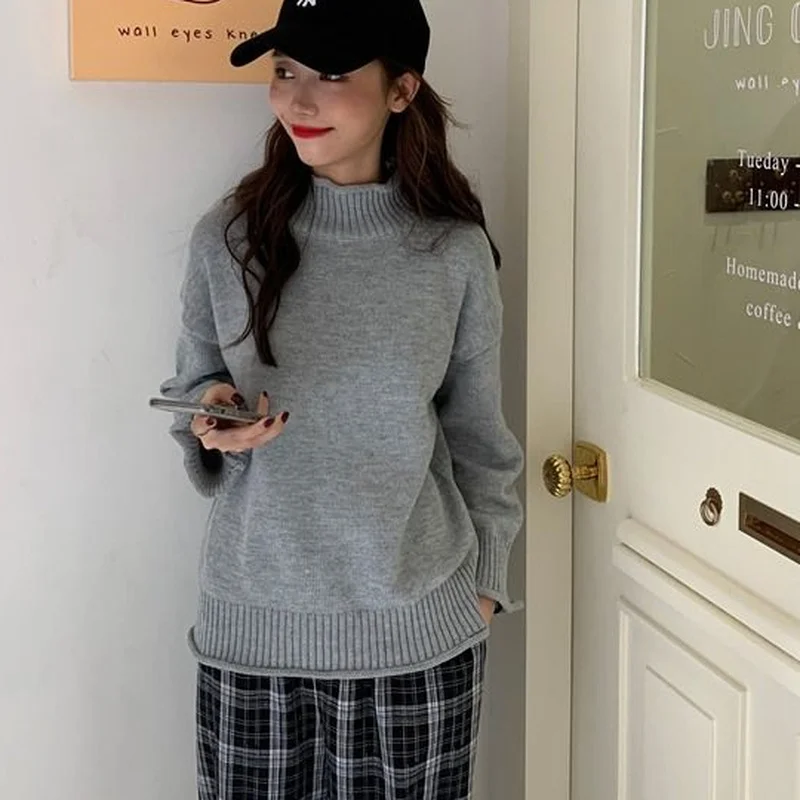 

Pullovers Women Leisure Turtleneck 8 Colors Simple Feminine Ulzzang Harajuku Students Solid Cozy Stylish Spring All-match Ins