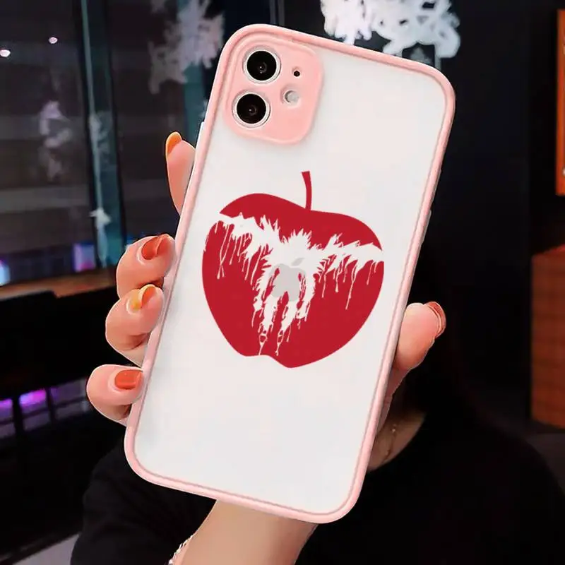 

Death Note Ryuk kira Phone Cases Matte transparent For Pink iPhone 12 Mini 11 Pro XR XS Max 7 8 Plus X Back Cover