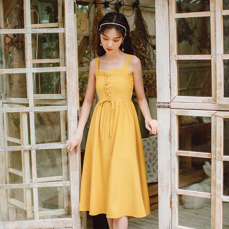 

Knee-Length Dress Sleeveless elegant Women Sexy medium length 2020 Summer Sexy One word collar Slim Large pendulum type Dresses