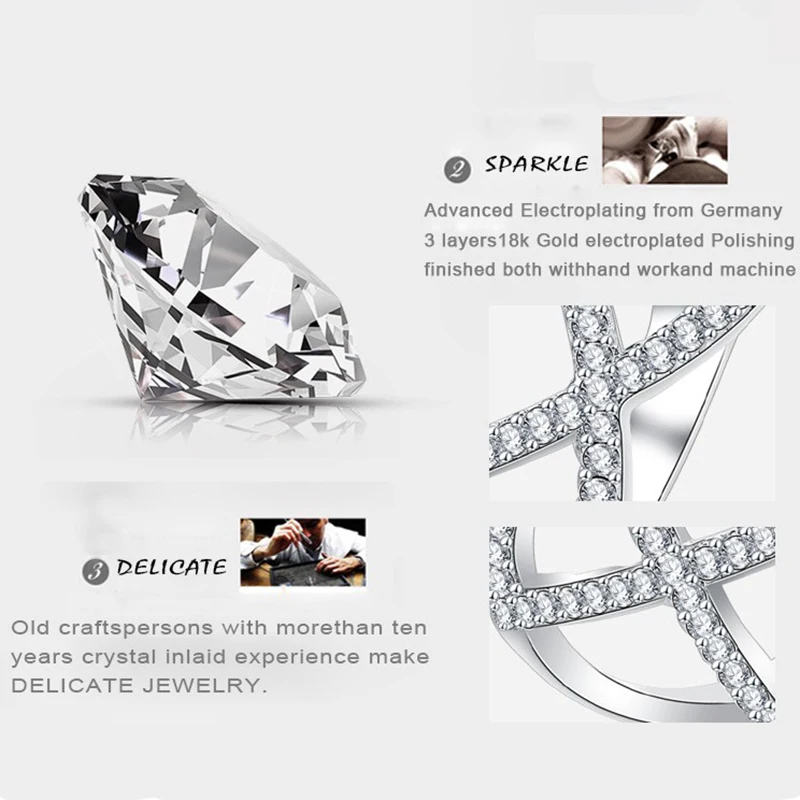 Новый преувеличенный двойной крест X формы для женщин кольцо из розового цвета: