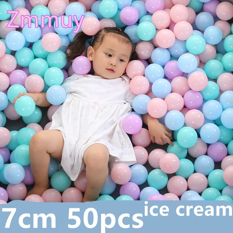 7cm ice cream 50 pcs 50 шт., 7 см, рождественский подарок, красочный шар, мягкий пластик, Океанский шар, забавный, для маленьких детей, для девочек и мальчиков, плавающая игрушка, бассейн, океан, волнистый шар - Цвет: 7cm ice cream 50 pcs