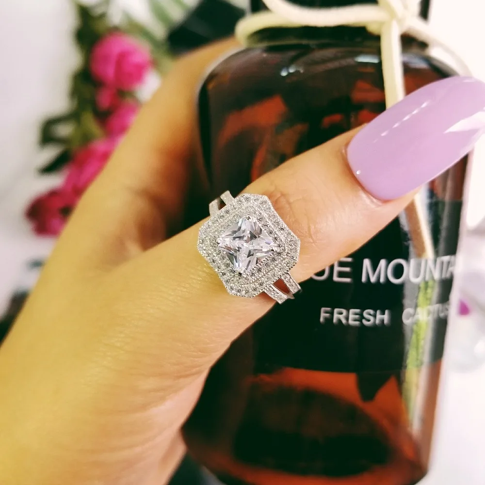 

Luxury Genuine Original Solid Real 925 Sterling Silver Rings For Women Vintage Engagement Rings Wedding Rings Personalized R786