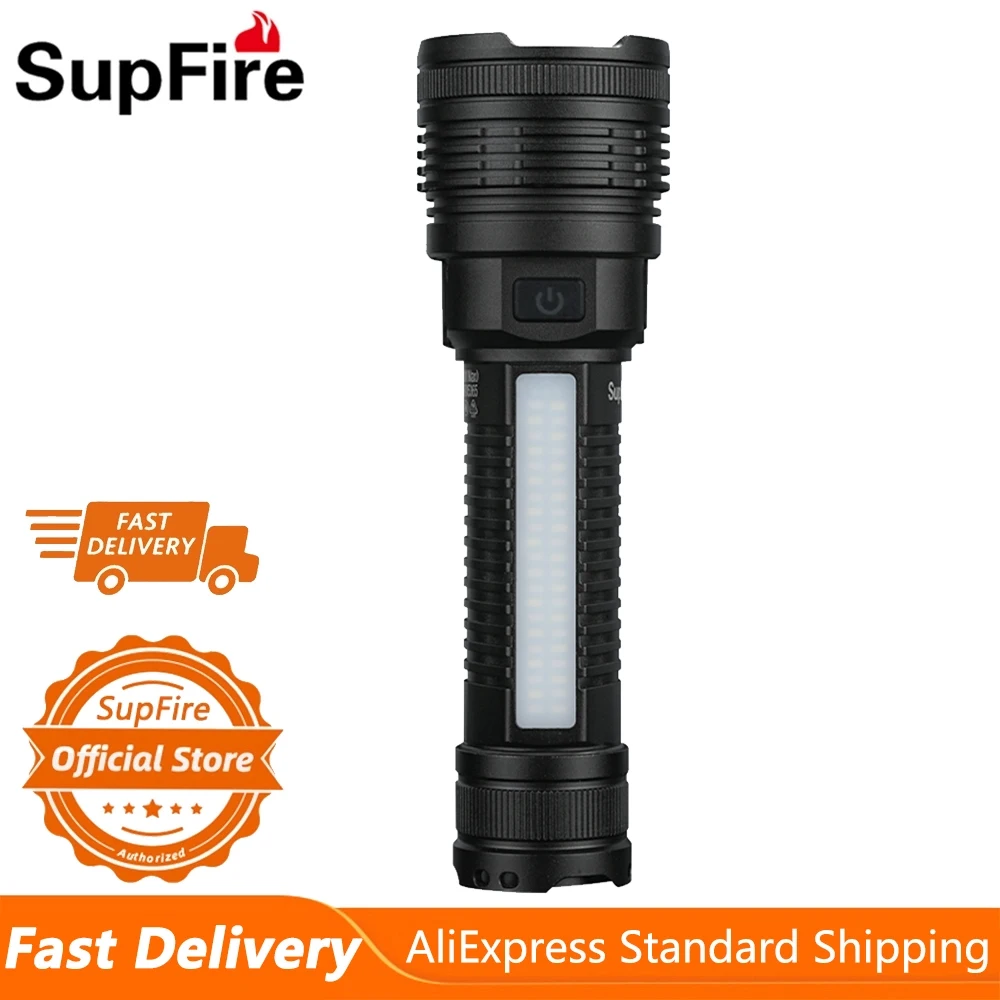 

Supfire D15 New LED Flashlight COB+XPE Torch Waterproof For Camping Fishing Lantern USB Rechargeable Light Tactical Flashlight