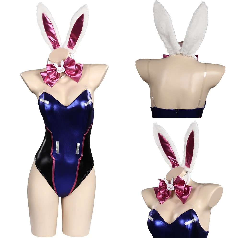 

OW Cosplay DVA Bunny Girl Jumpsuit Cosplay Costume Dress Outfits Halloween Carnival Suit