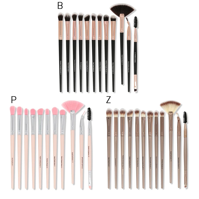 12 шт 3 цвета набор кистей для макияжа глаз Brochas Maquillaje Make Up Eyeshadow кисточка Бровей