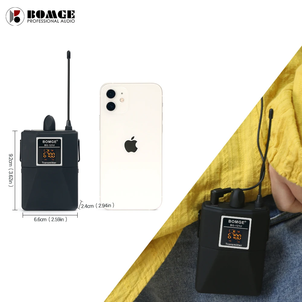 Двухканальный беспроводной петличный микрофон UHF на лацкане для однообъективной