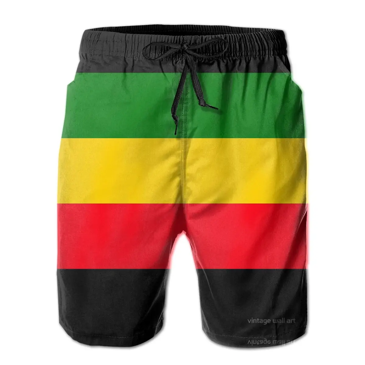 

R333 Casual Green Yellow And Red Rasta Flag Short Breathable Quick Dry Funny Geek Male Shorts