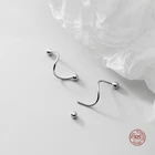 LKO Настоящее серебро 925 пробы круглая бусина пряжка для ушей вращающаяся волна серьги-гвоздики для женщин Jewelrry простые ушные шпильки украшение для девочек