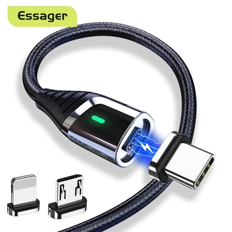Магнитный кабель Essager Micro USB для iPhone 12 Xiaomi Oneplus быстрая зарядка Type C магнитное