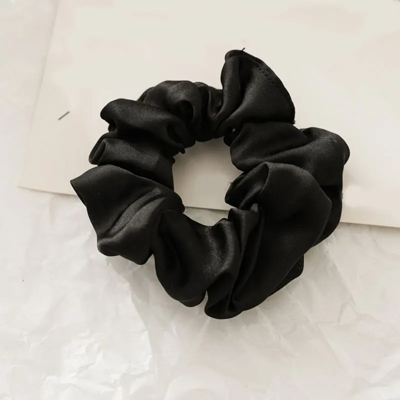 

2021 New Glossy Satin Women Silk Scrunchie Elastic Handmade Multicolor Hair Band Ponytail Holder Headband Hair Accessories