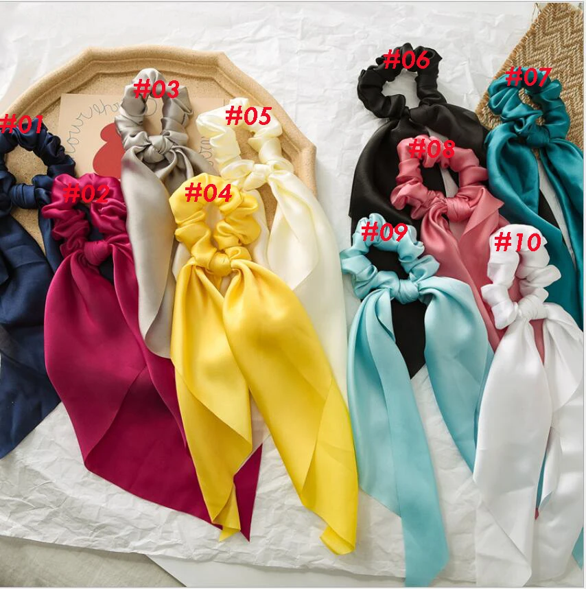 

Bulk 40pcs/lot Korean Soft Silk Bows Elastic Hair Bands Women Hair Scrunchies Hair Ties Rope Bands Bunny Ears Girls Headwear