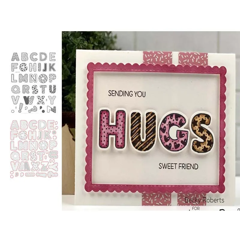 

Veins English Letters Alphabet Metal Cutting Dies and Clear Stamps Scrapbooking Seal Craft Stencil Card Make Album Sheet Die Cut