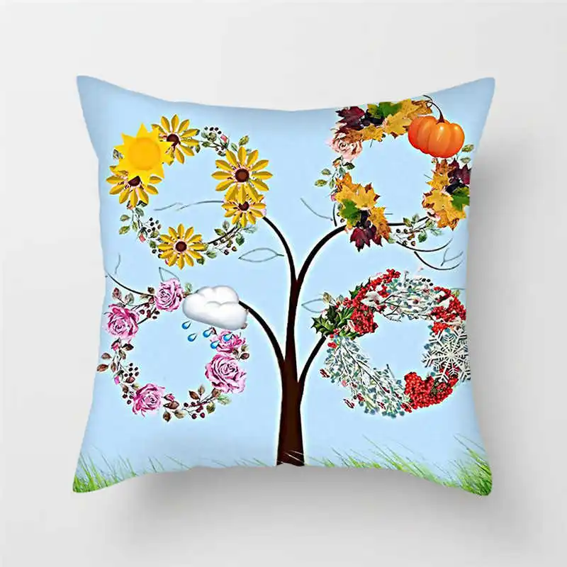 Декоративная подушка чехол с цветочным узором 45*45 см Подсолнух лотос Лилия Роза