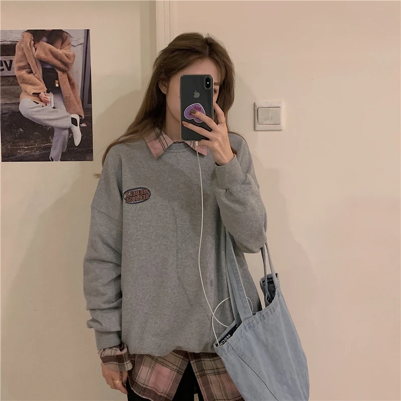 3 размера M-xl с буквенным принтом Повседневный универсальный длинный рукав