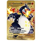 Новинка, Покемон, французская металлическая игра, аниме Боевая карточка, золотой огненный дракон, коллекционная карточка, экшн-фигурка, модель, детская игрушка #3