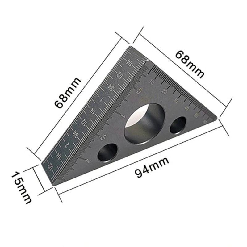 

2PCS Aluminum Alloy Angle Ruler, Imperial Metric Scale Layout Square Triple-Cornered Ruler Angle Tool, Red & Silver
