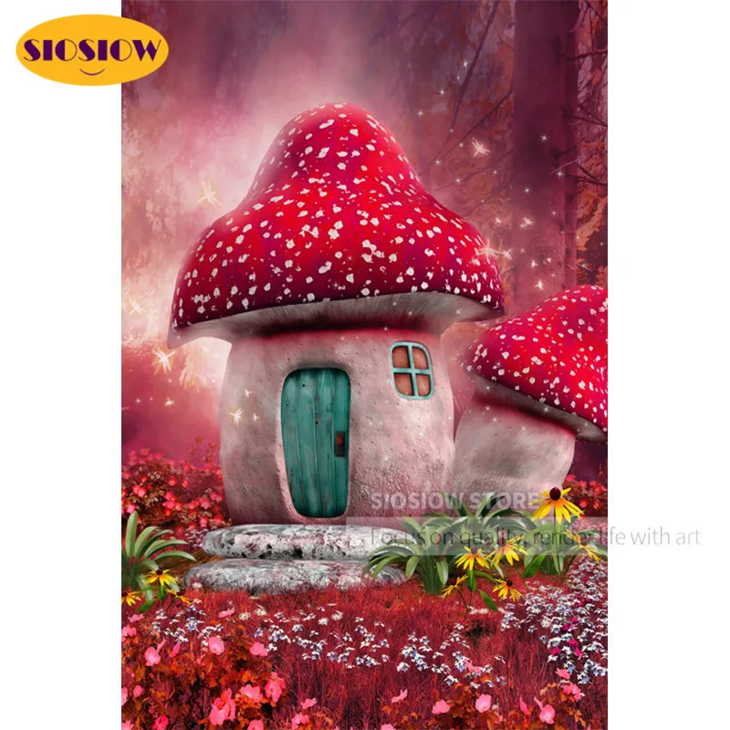 5D алмазная живопись сделай сам мультяшный домик с грибами наборы для вышивки