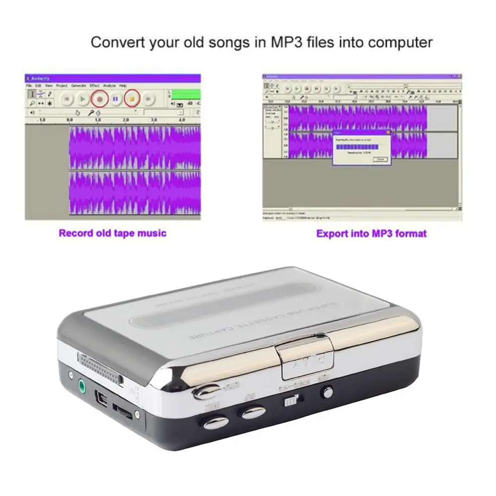 Портативный USB Кассетный плеер рекордер лента для MP3 конвертировать музыку на ленте на ПК кассеты в MP3 конвертер аудио кассетный плеер