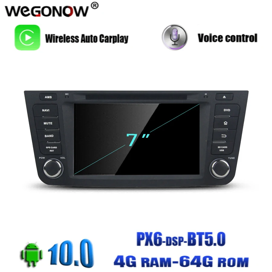 Автомобильный DVD плеер PX6 DSP IPS Android 10 0 4 Гб ОЗУ 64 8 ядер GPS навигация карта RDS радио wifi