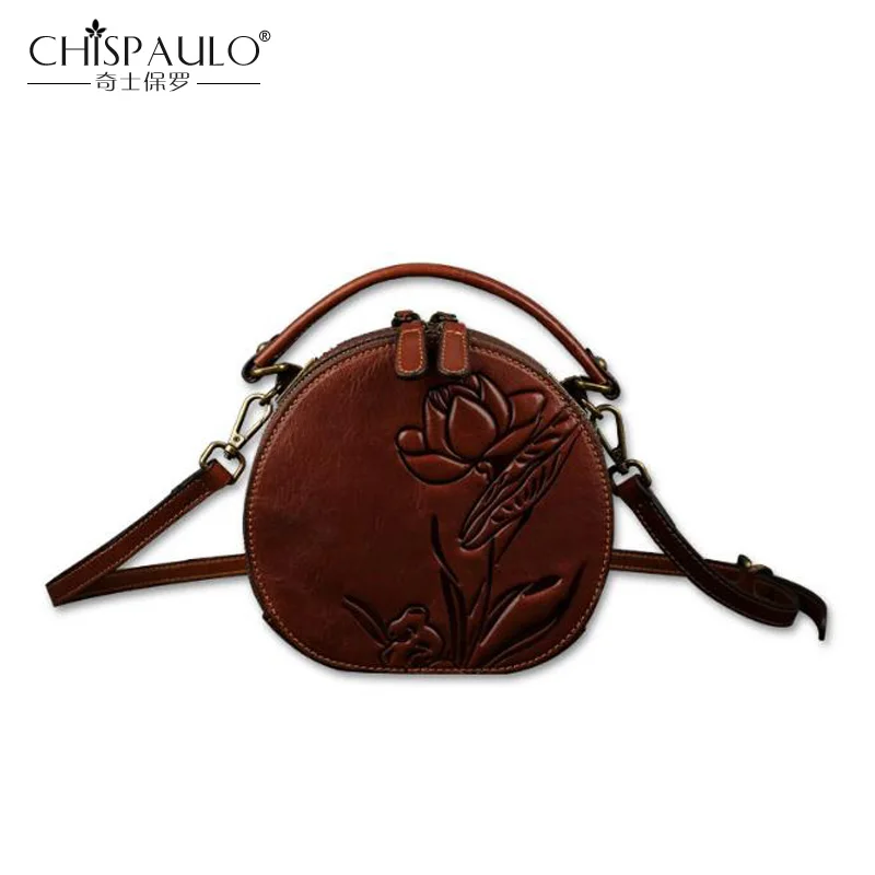 Новая тисненная женская сумка из натуральной кожи винтажная через плечо