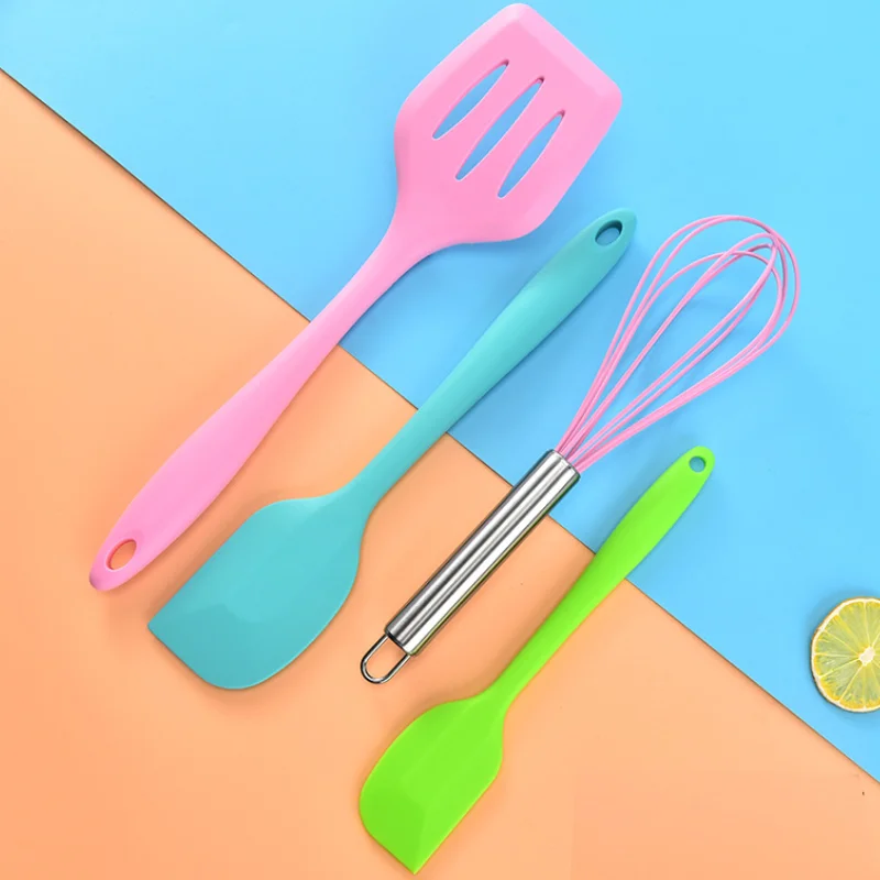 

Black color Silicone Cooking Utensil Set Heat Resistant Whisk Spatula Steak Frying Spatula Five piece Set