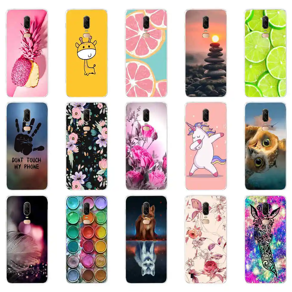 silicon case for oneplus 6 6t case soft tpu painting back phone cover for oneplus 6 fundas full protective coque bumper bag free global shipping