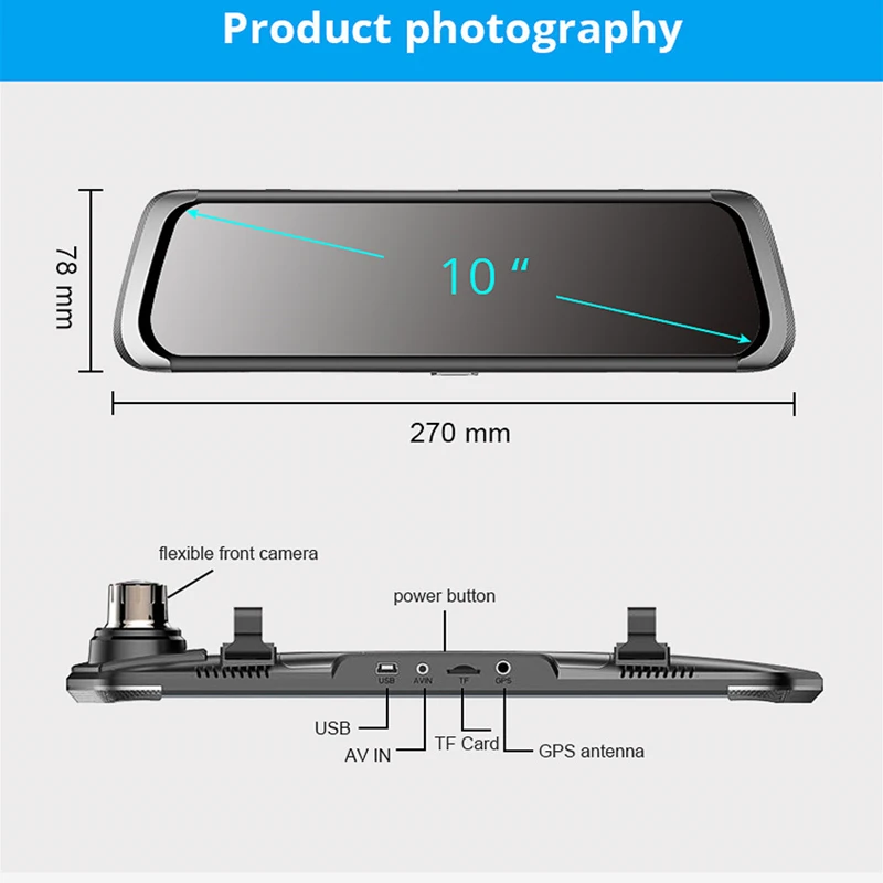 Tefanball 4G ADAS Car DVR Android Rear View Camera HD 10 inches Full IPS Touch Screen Dash Cam GPS Navi Dual Lens Video Recorder
