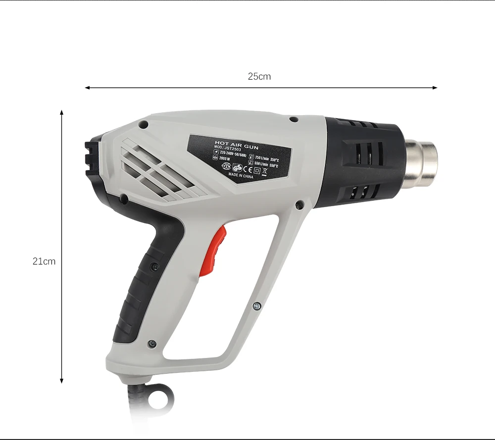 Hot Air Gun Electric Adjustable Temperature JST2503 2000W Handheld Heat Gun Shrinking Power Tools Two Speeds Temperature