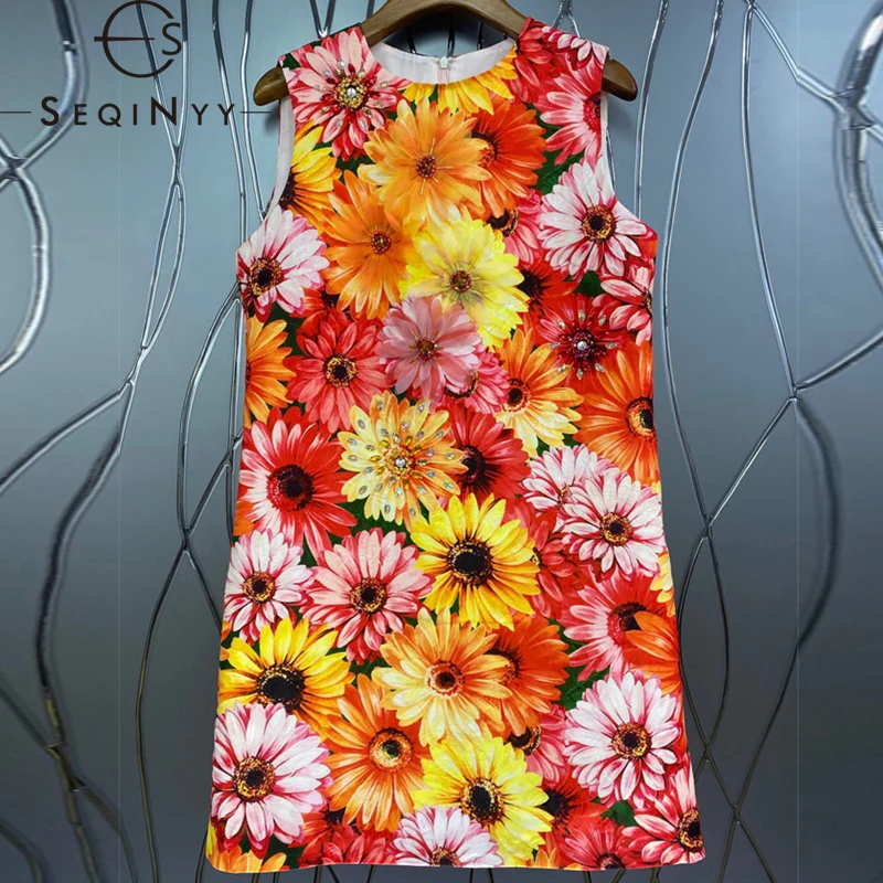 

Женское летнее мини-платье без рукавов, с принтом