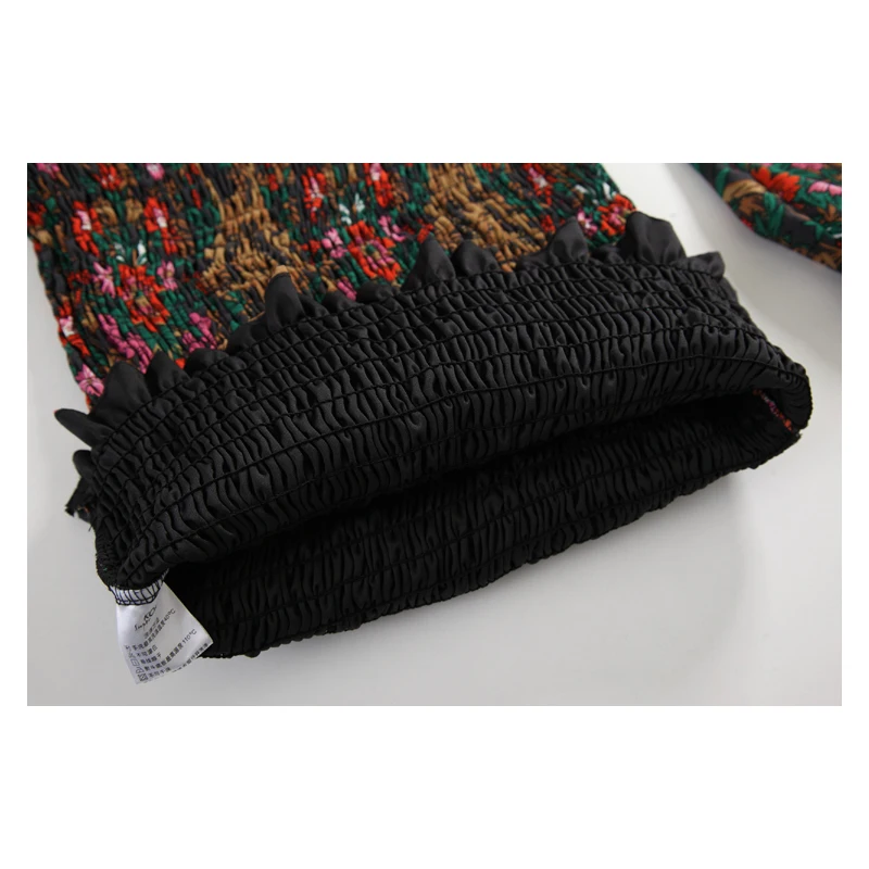 

Nbpm Women 2021 Sweet Fashion With Vintage Elegant Floral Print Pleated Mini Dress Puff Sleeves Elastic Waist Vestidos Mujer