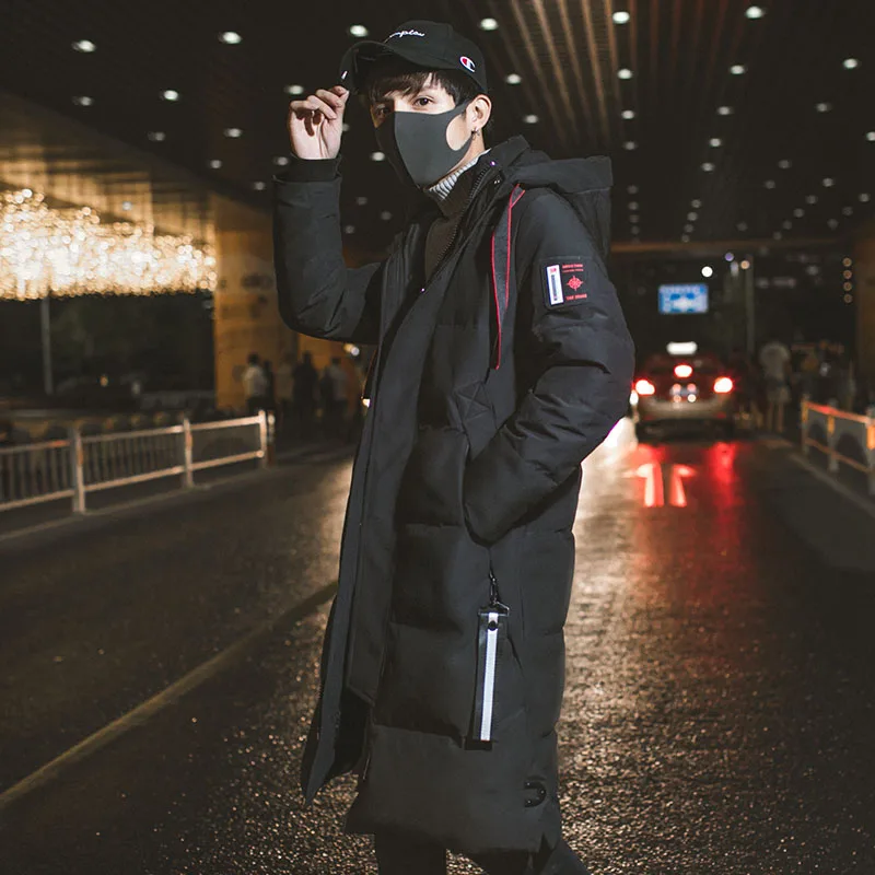 Men Black Tcyeek/большие размеры, зимнее пальто, Мужская Женская куртка, Hiver, модная длинная куртка на утином пуху, мужская и женская модная зимняя одежда с капюшоном 1809 - Цвет: Men Black