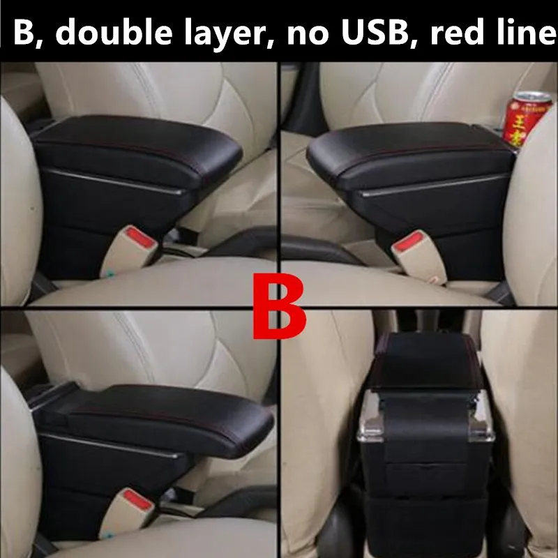 B Black red line 8-го поколения автомобильный подлокотник коробка для Ford Focus 2 Центральный магазин содержимое коробка внутренний подлокотник хранения центр комплектующие для консоли - Название цвета: B Black red line