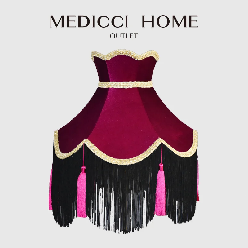 

Medicci Home Antique Furniture Lamp Shade Italian Retro Burgundy Wine Red Fabric Lampshades For Table Lamp Floor Pendant Light