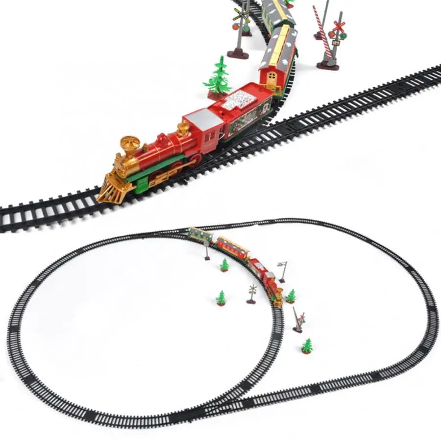 Рождественский стиль электрическая железная дорога игрушка DIY собранная