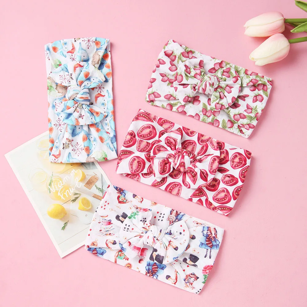 

Hair Accessories Bowknot Headdress Handmade Foreign Trade Nylon Children's Headband 3D Digital Cartoon Printing Headwear