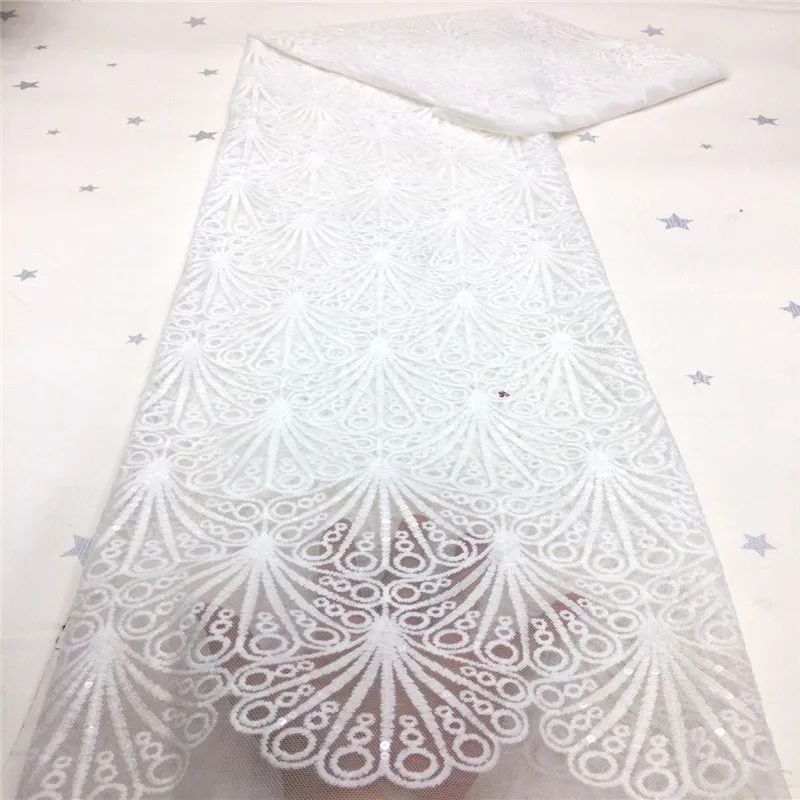 Новейший дизайн французский сетчатый кружевной материал высокое качество Белый