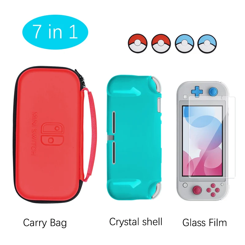 7 в 1 Набор аксессуаров для Nintendo Switch Lite с сумкой украшением виде кристаллов