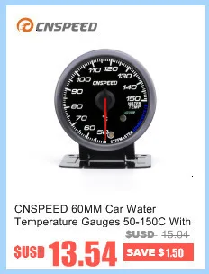 CNSPEED 60 мм Автомобильный датчик температуры воды 50-150C с датчиком температуры воды с белым и янтарным светильник YC101413+ YC100221