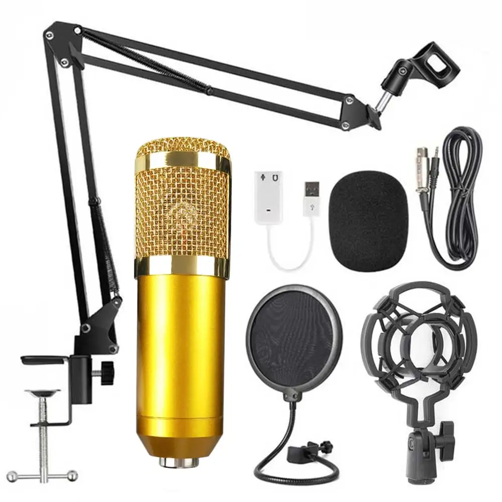 

BM-800 Professional Condenser Audio 3.5mm Wired Studio Microphone Vocal Recording KTV Karaoke Microphone Mic W/Stand For Compute