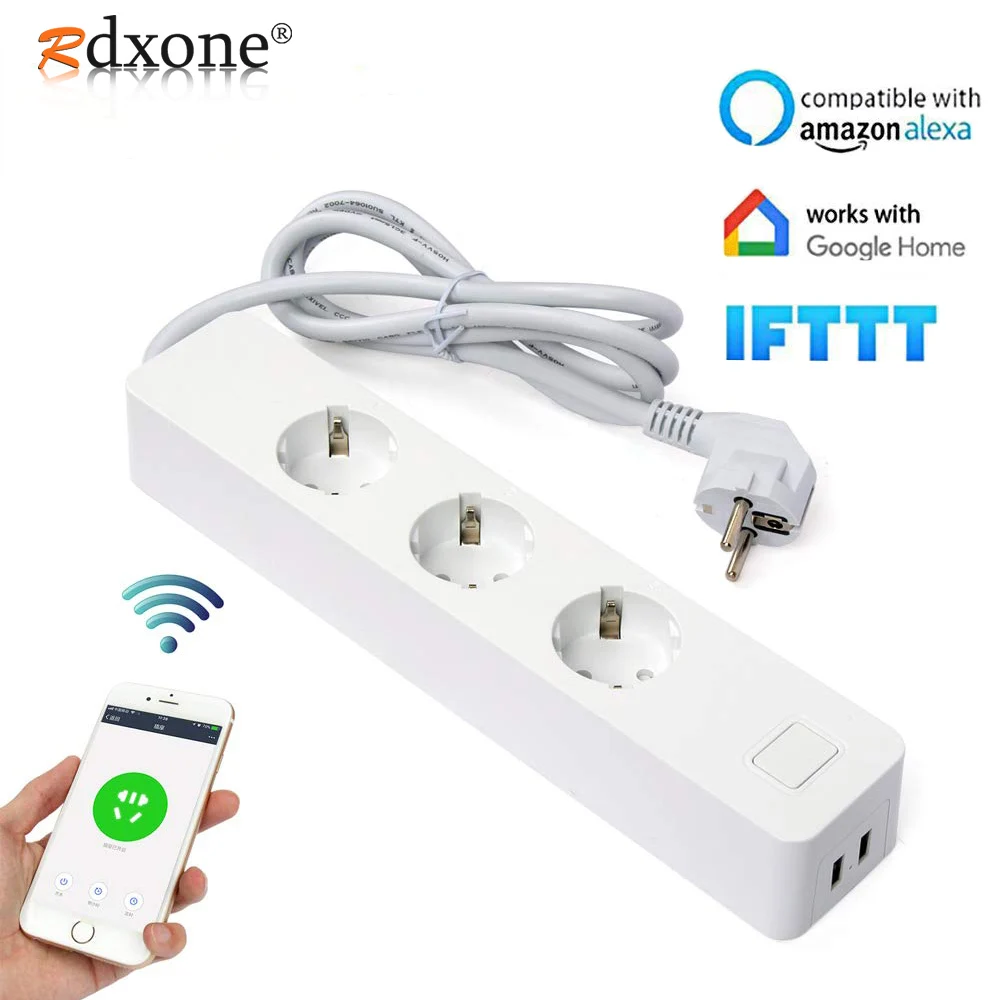 2USB white Rdxone смарт Wifi силовая полоса wifi штепсельные розетки 4 USB порта Голосовое управление для Amazon Echo Alexa Google Home таймер - Цвет: 2USB white