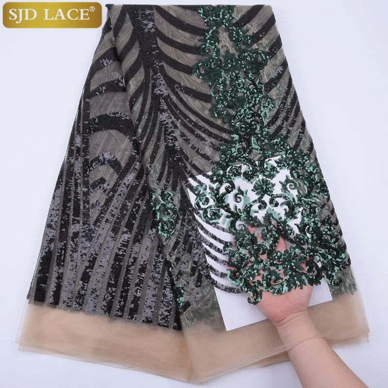 

2019French Tulle Lace Fabric Sequins Design African Mesh Lace Fabric Soft Skin Mesh Lace For Nigerian Ghana Wedding Garment1758B