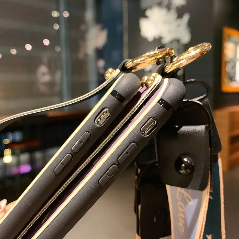 

for iphone X Xs max XR 12 mini 11 Pro Max 7 8 plus SE 2020 Wrist strap Case With Lanyard Phone Holder TPU protective Cover