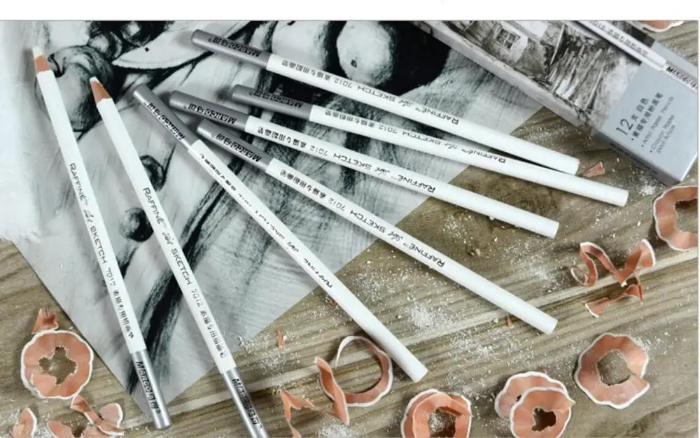 12 шт./компл. нетоксичные белые карандаши для рисования белый набор карандашей