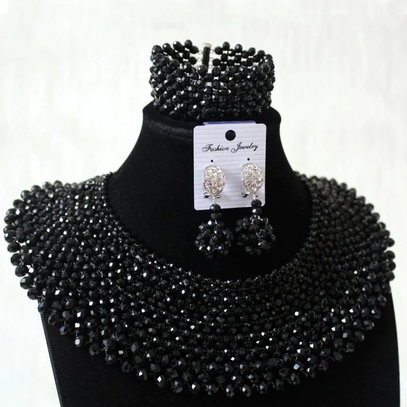 4UJewelry черный Африканский ювелирный набор кристалл сделанный другой цвет Доступен индийский комплект ювелирных изделий плечевой Воротник Колье Ожерелье Набор