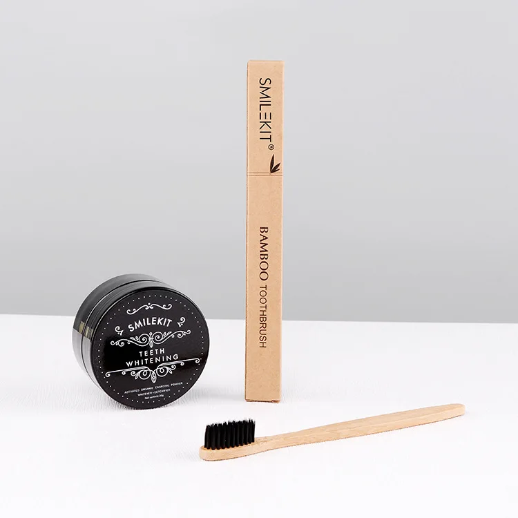 4 шт./компл. бамбуковая зубная щетка отбеливающий порошок для зубов с