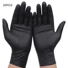 Черные одноразовые перчатки, 20 шт., без порошка, латексные перчатки для тату, ухода за телом