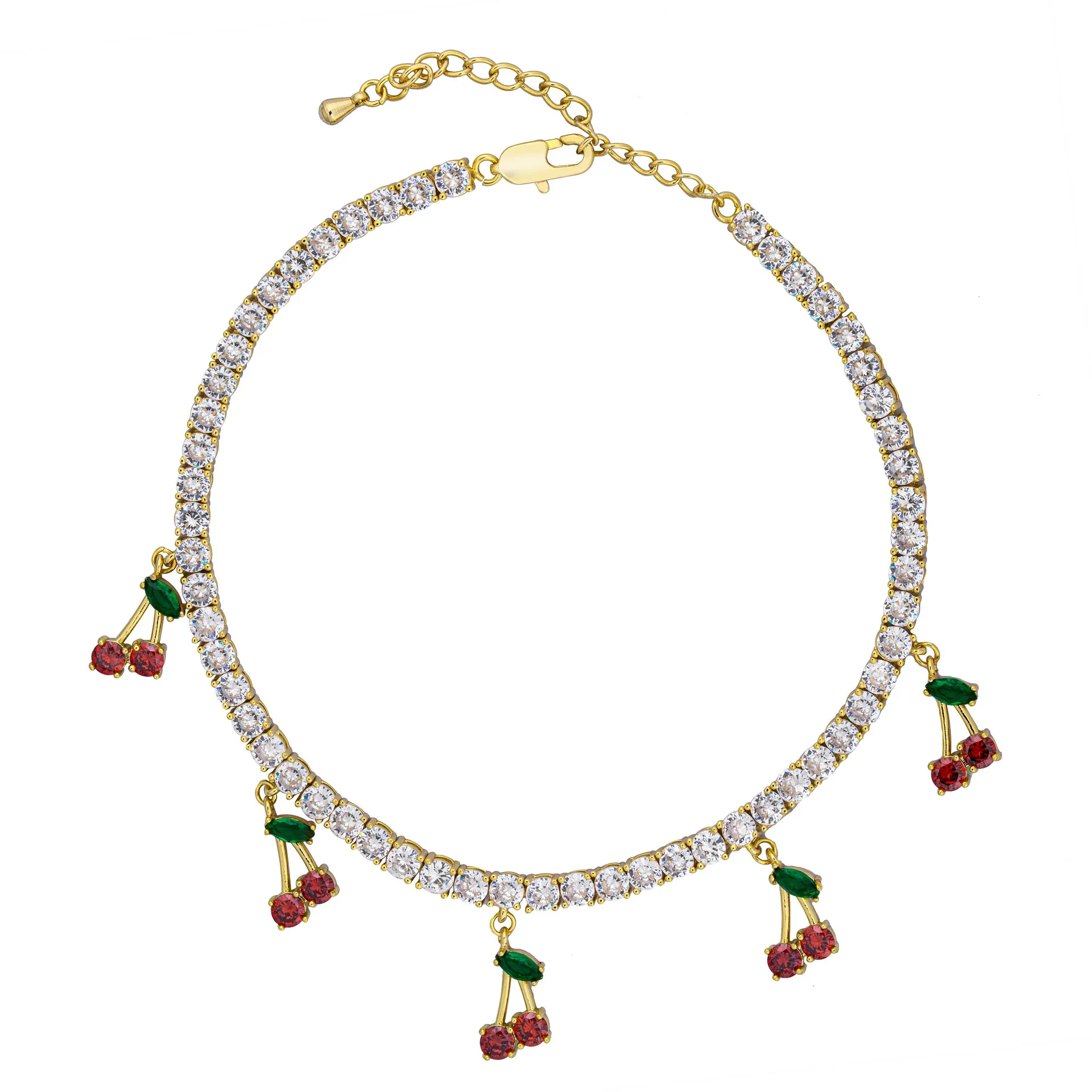 

Hip Hop Creative Cute Female Cherry Small Fresh Pendant Necklace Charming Women's Fashion Tennis Chain Accessories Jewelry Gifts