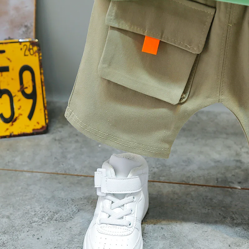 Комплект детской одежды для маленьких мальчиков летний спортивный костюм