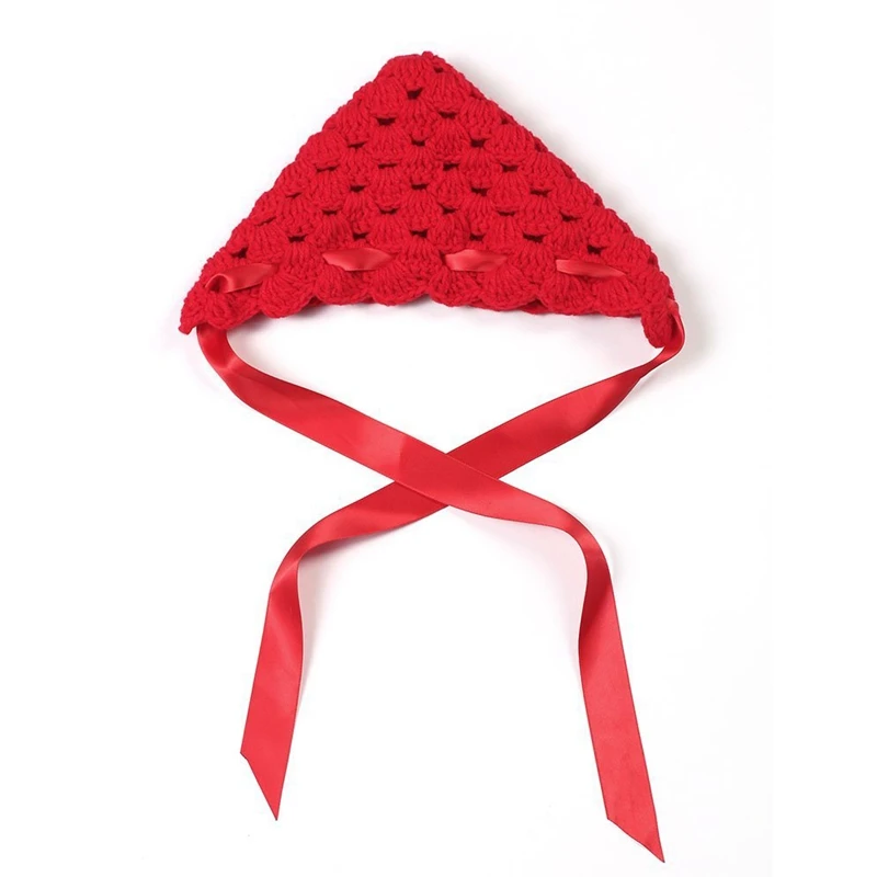 Детская Красная шапка с шелковой полосой вязаный крючком костюм мягкая