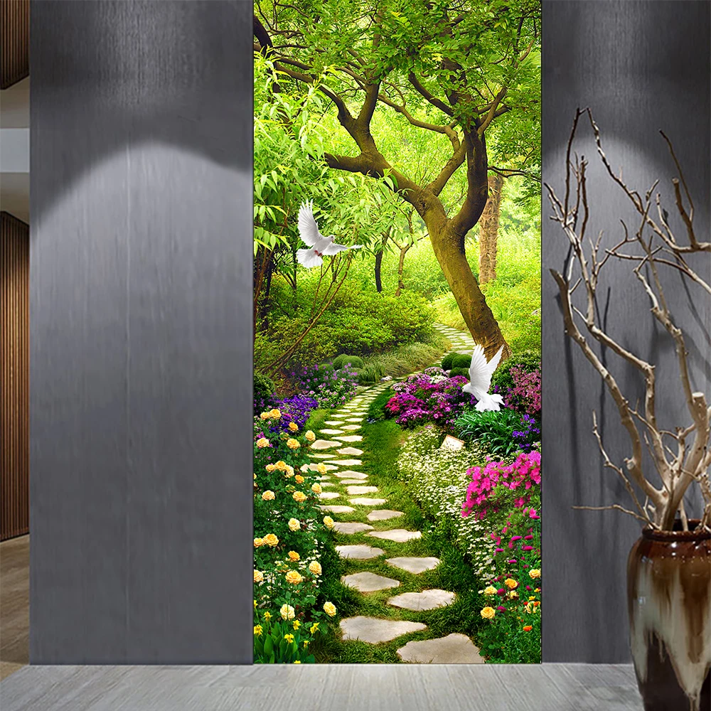 Очаровательный лесной пейзаж настенные стикеры сделай сам дверь домашний декор